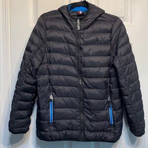 Gerry Puffer Jacket Youth L 14/16 Down Filled Hooded Black Gorpcore Outdoors